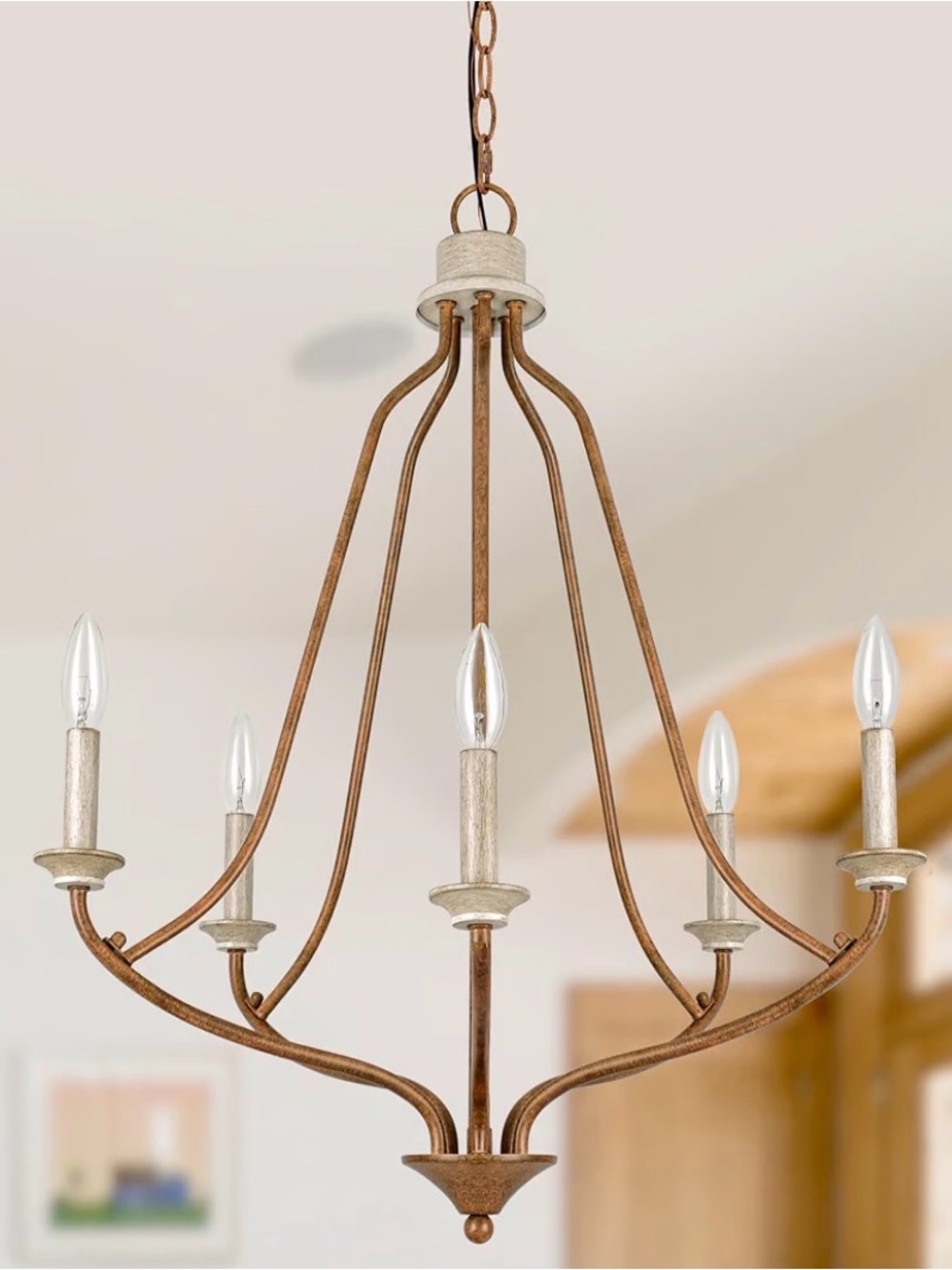 5-Light Farmhouse Chandelier Retro Bronze Rustic Dining Room Kitchen Light